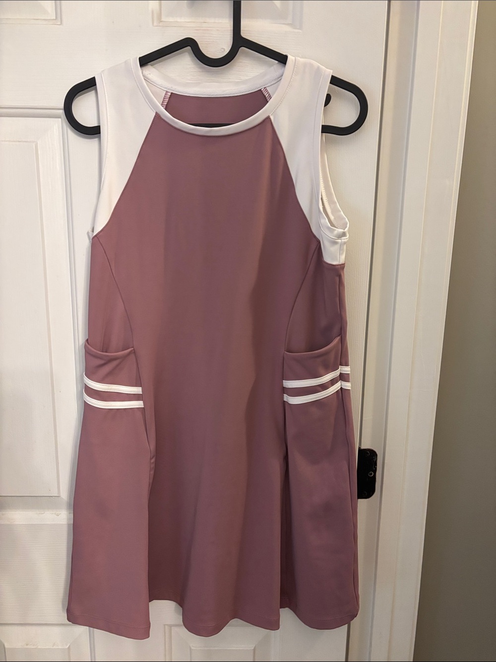 Girls Sleeveless Mauve Athletic Dress with White Accents